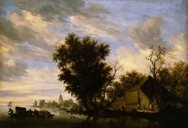 Scène de rivière avec bac
